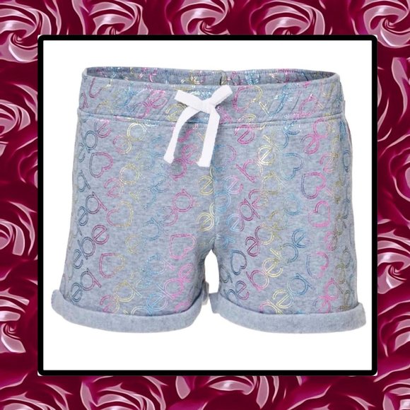 BEBE Gray Iridescent Hoodie & Drawstring Shorts Set 5/6 - Picture 4 of 10